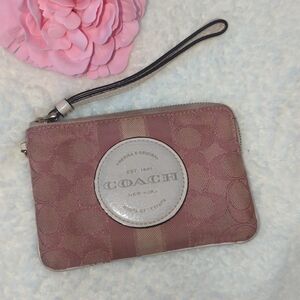 Coach Pink Stripe Signature Wristlet